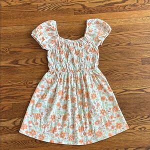 Billabong Cream Smocked Sundress with Puff Sleeves